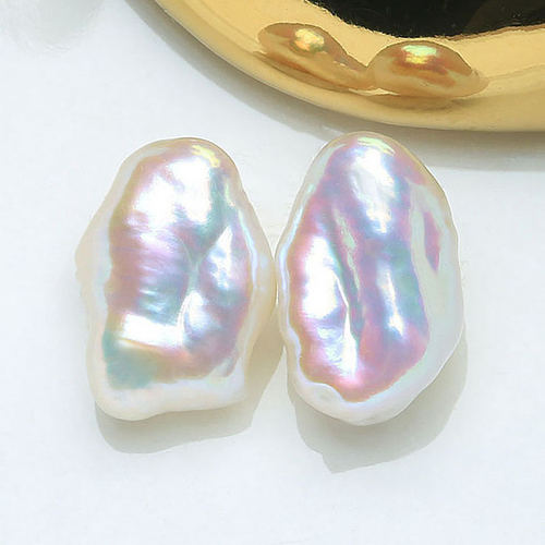 天然淡水珍珠极光赛澳白无核石头