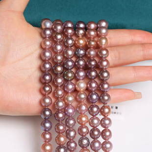 9MM天然淡水莫兰迪爱迪生半成品链牛油果混彩糖果极光可定制SCN