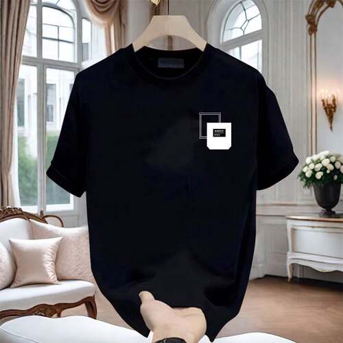 重磅纯棉潮牌印花T恤简约美式痞帅男款短袖夏季潮流百搭圆领带夹
