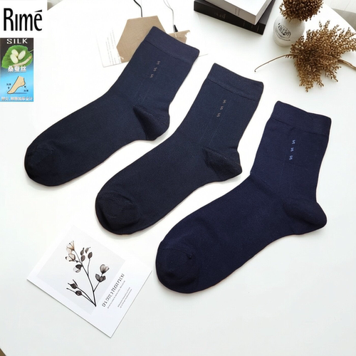 rime桑蚕丝简约提花商务男短袜