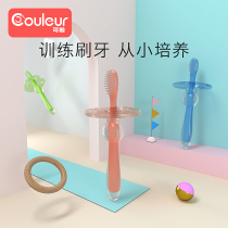 Baby toothbrush silica gel 0 training a baby's tooth brushing device 1-2 years old half soft hair 3 baby 4 baby's primary tooth brush