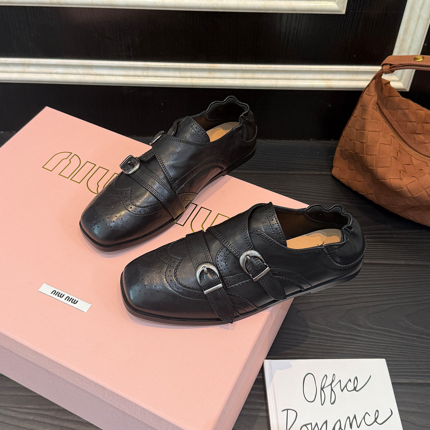 歌诗茵真皮单鞋女2026春新款英伦风小皮鞋时尚百搭一脚蹬布洛克鞋,女鞋,乐福鞋（豆豆鞋）,淘宝优惠券,粉丝福利购,淘宝优惠卷