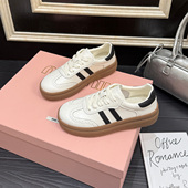 百搭拼色厚底小白鞋 歌诗茵真皮德训鞋 运动休闲板鞋 春季 女2026新款