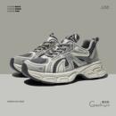 歌诗茵厚底老爹鞋女做旧2025秋季新款真皮网面复古百搭休闲运动鞋