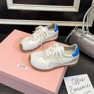 歌诗茵厚底阿甘鞋女2026新款春季透气休闲跑步鞋百搭拼色运动板鞋