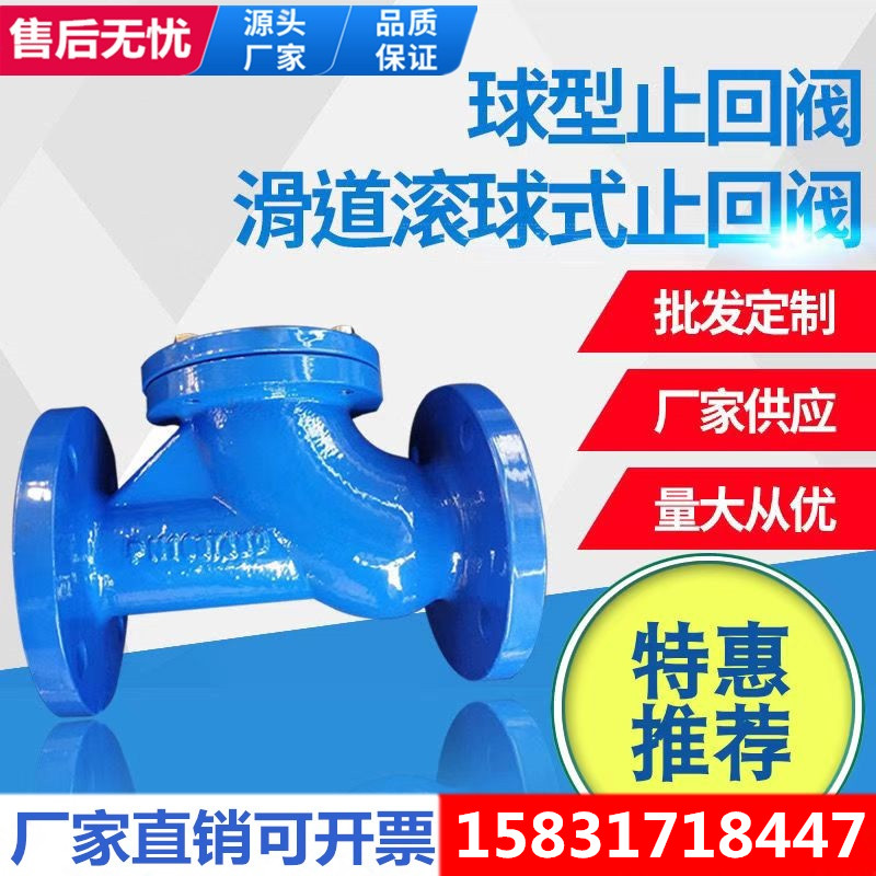 HQ41X球型止回阀球形污水滑道滚球式阀门立式逆止阀单向阀DN65 80