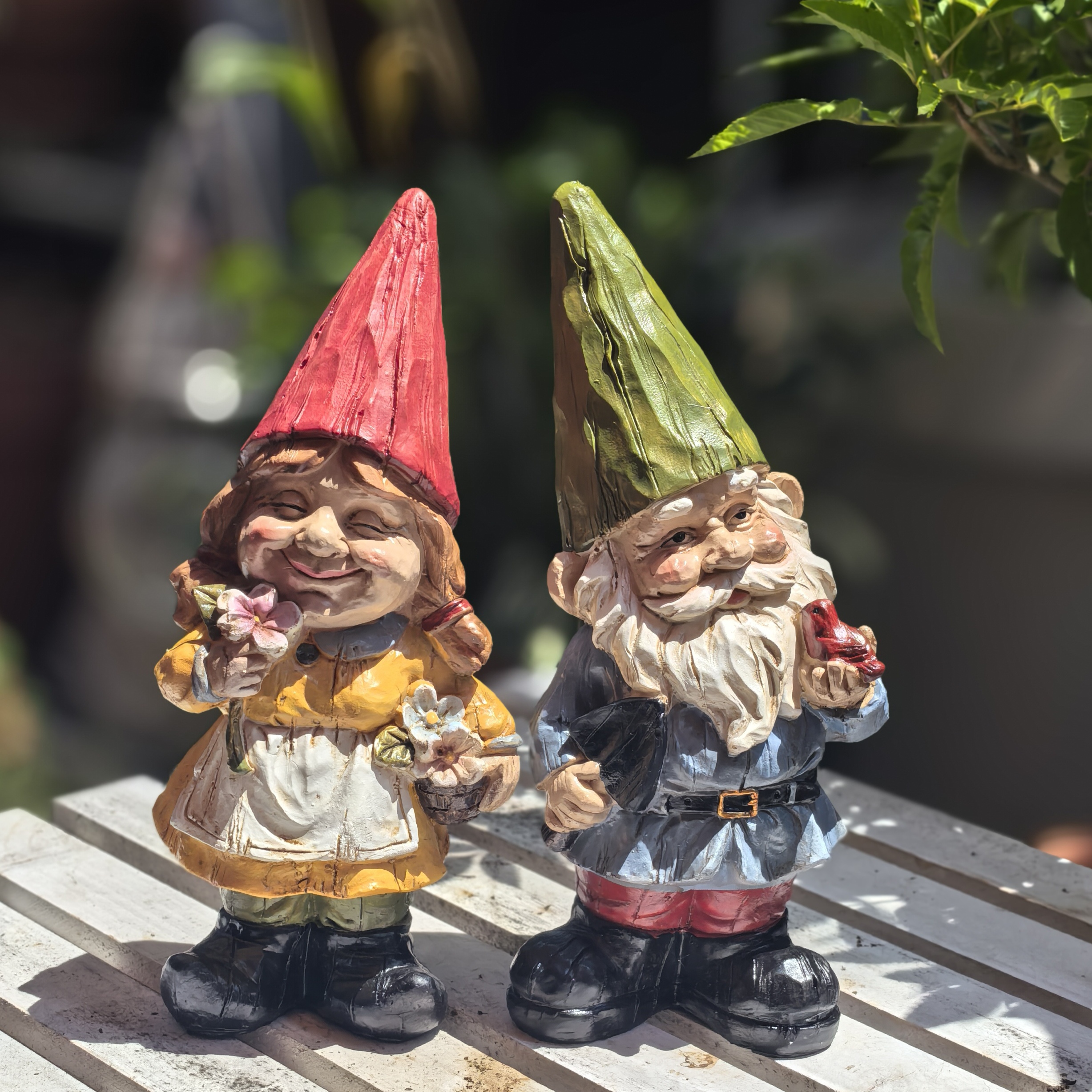 树脂22cm高户外庭院装饰侏儒精灵花园精灵个性装饰圣诞矮人摆件