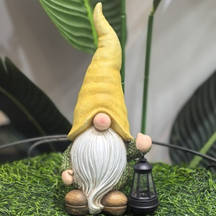 树脂高30cm甘道夫矮人精灵摆件太阳能灯户外庭院装 饰可爱复古风格