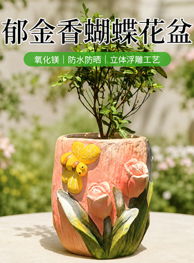户外庭院氧化镁郁金香蝴蝶花盆