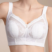 西施尔内衣超薄大胸显小收副乳大码 44F全罩杯无钢圈兔耳杯5排文胸