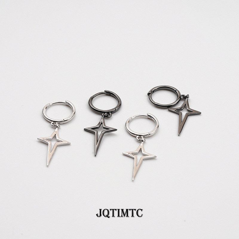 JQTIMTC《堕落》s925纯银耳环女十字架吊坠朋克风简约风格耳饰品