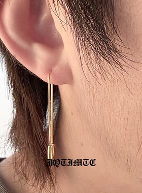 JQTIMTC《一线入耳》s925银回形针耳环女个性复古别针耳坠耳饰品