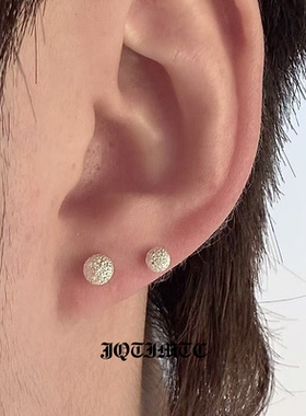 JQTIMTC《初雪》S999纯银磨砂螺丝拧耳钉基础款男女耳骨钉养耳洞