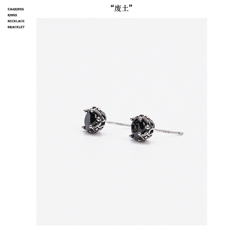 锆石s925纯银复古耳钉