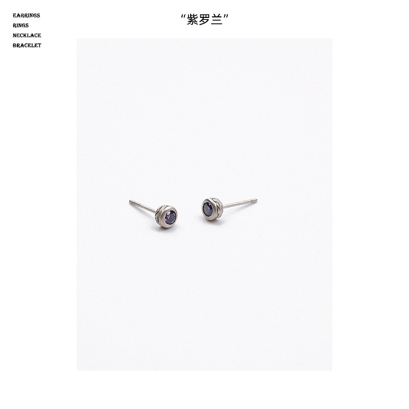 通体s925纯银锆石女耳钉