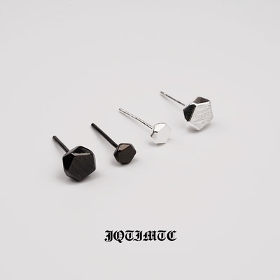 纯银防过敏五边形几何耳钉