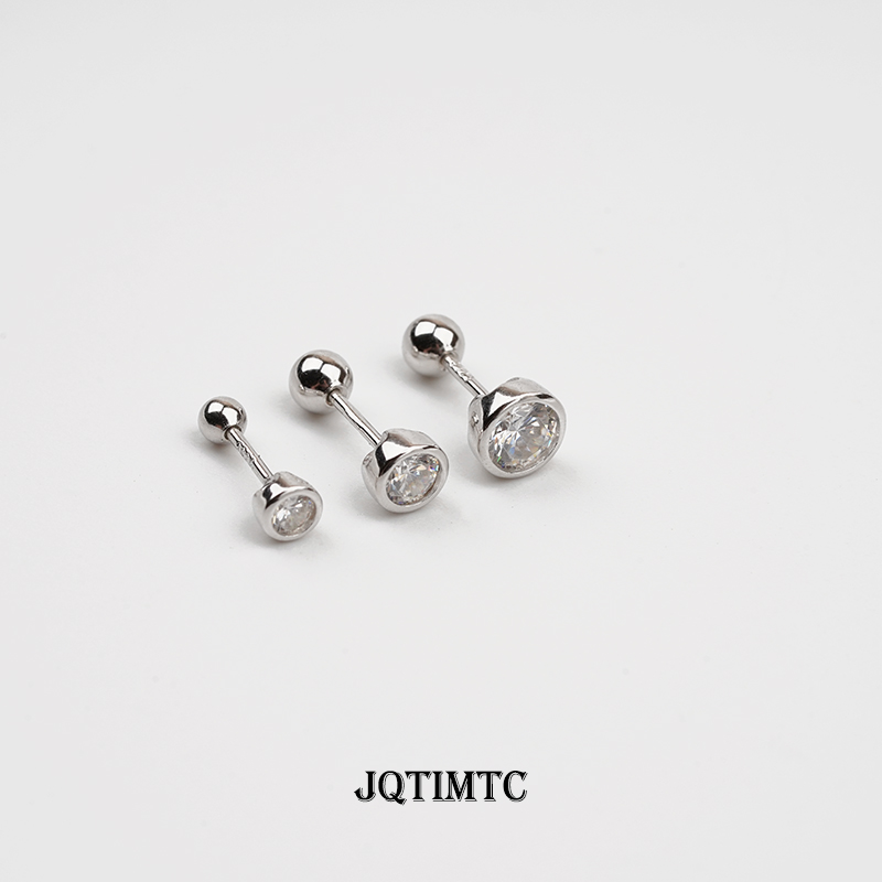 通体s925纯银锆石耳钉