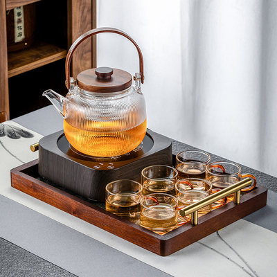 电陶炉煮茶器玻璃茶具套装家用室内耐高温围炉煮茶壶泡茶杯子茶盘