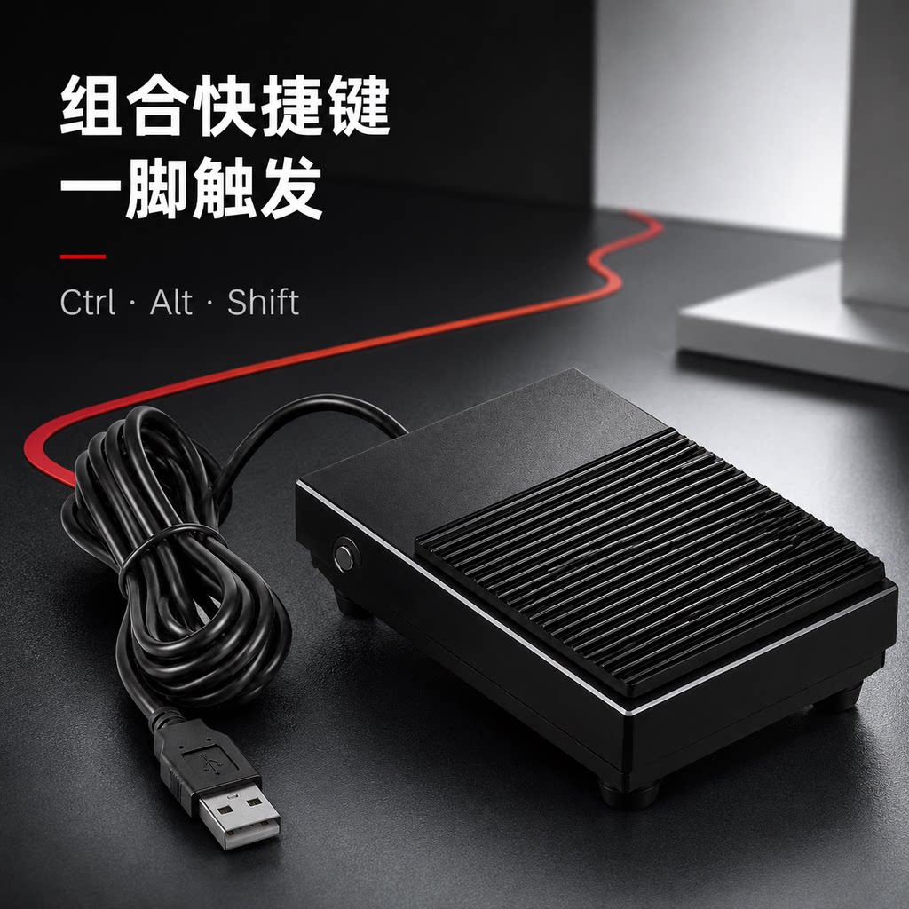 特佐USB单踏板组合快捷键CtrlAltShift自定义1组按键电脑脚踩开关图片
