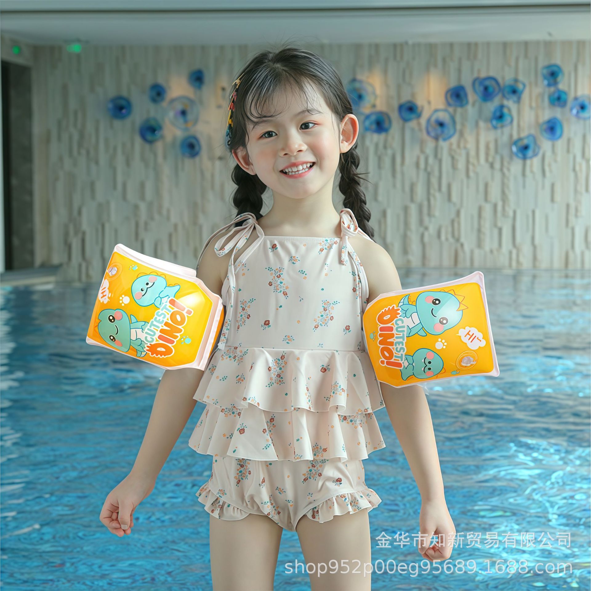 ins风可爱卡通儿童手臂圈水袖厚浮力臂圈泳袖游泳装备双气囊