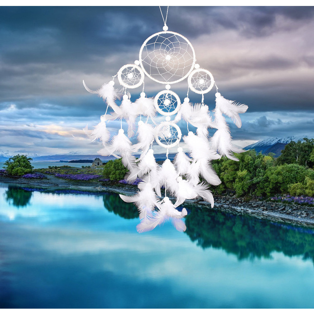 纯白色捕梦网彩灯捕梦网少女心房间装饰羽毛挂饰婚礼装饰拍摄道具