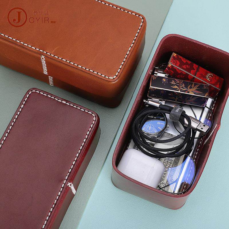 杂物收纳盒日式复古植鞣皮高档首饰手表真皮大容量首饰盒抽屉式