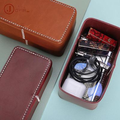 杂物收纳盒日式复古植鞣皮高档首饰手表真皮大容量首饰盒抽屉式