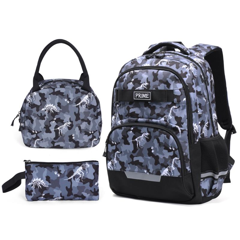 亚马逊儿童书包schoolbag大容量卡通恐龙小学生减负双肩包三件套