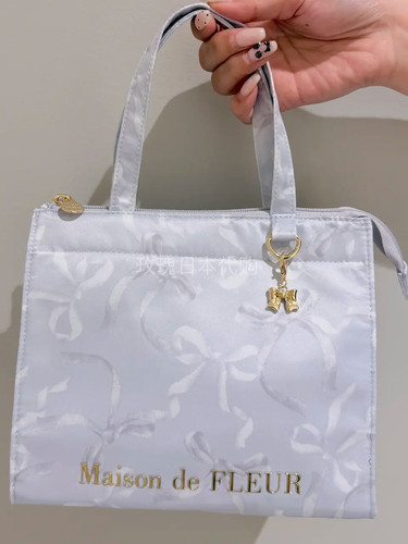 玫瑰日代现货maison de fleur蝴蝶结挂件缎面保冷保温手提便当包