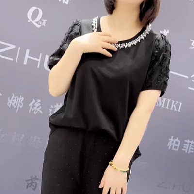 7775芮娜依莲夏季新款韩版宽松显瘦胖MM大码女装常规款短袖T恤潮