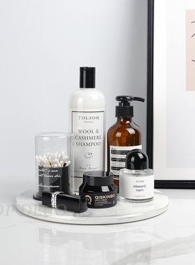 样板房间 简约现代白色风洗漱卫生卫浴瓷砖展厅衣帽间圆托盘软装