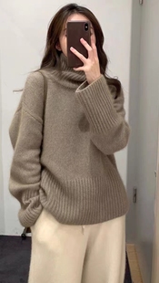 王菲同款高领加厚羊绒针织衫女秋冬慵懒风短款毛衣大码羊毛打底衫