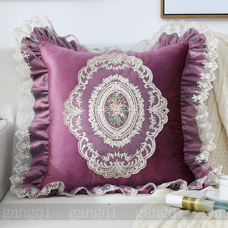 高档奢华北欧式沙发抱枕靠枕靠垫套子绒含芯汽车紫色复古蕾丝花边,居家布艺,靠垫/抱枕,淘宝优惠券,粉丝福利购,淘宝优惠卷