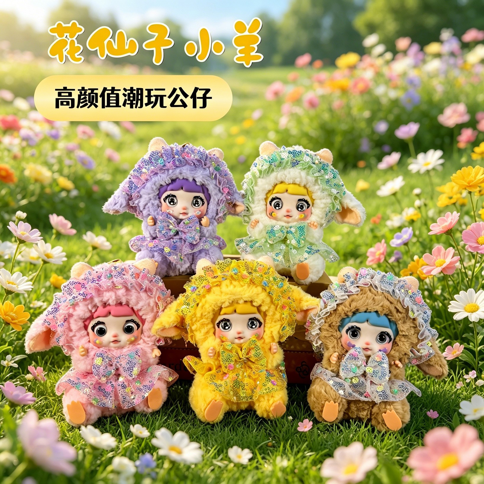 外贸爆款花仙子小羊毛绒挂件梦幻亮片潮玩公仔玩具专供礼品批发