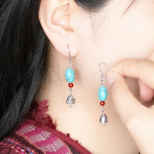 耳饰丽江旅游配饰耳坠女 耳环民族风松石耳饰独特新中式 鱼鲲 藏式