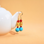 天然绿松石耳坠云南藏风耳饰新中式 国风耳环旅游配饰藏族耳夹独特