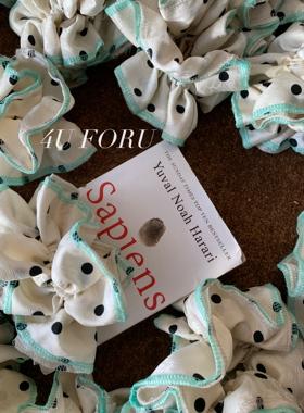 4U FORU时尚复古发圈女手工大肠发圈高级感波点印花头绳发饰配饰