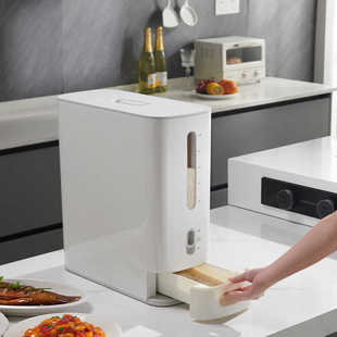 日式窄边米桶密封防虫防潮宠物狗粮桶按压计量米箱米缸食用级米箱