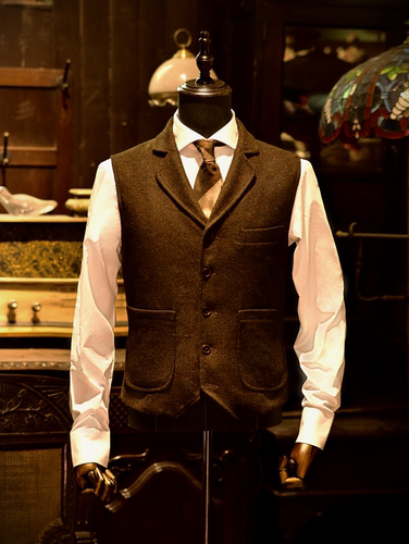 彩花点子羊毛呢复古马甲