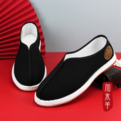 透气一脚蹬僧鞋 休闲鞋 男老北京手工千层底牛筋中式 加米羊国风布鞋