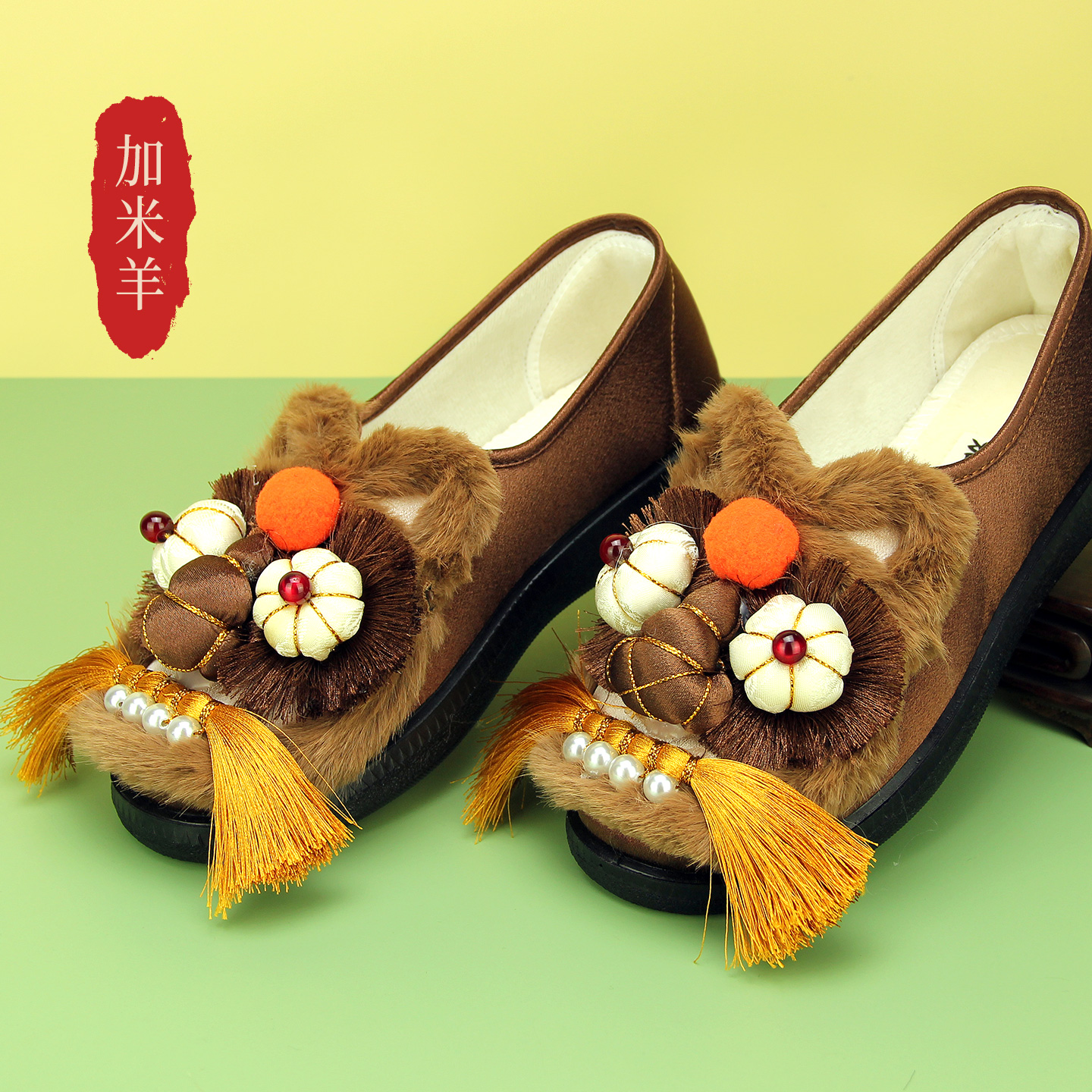 新中式国潮虎头鞋中国风绣花鞋