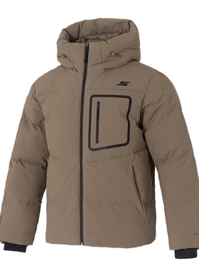 斯凯奇男装冬季舒适运动梭织防沾水石墨烯连帽羽绒服P425M034