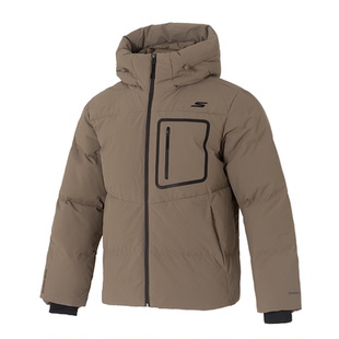 斯凯奇男装冬季舒适运动梭织防沾水石墨烯连帽羽绒服P425M034