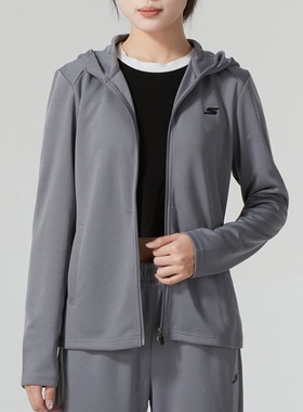 斯凯奇女装黑色跑步健身训练运动服休闲夹克外套P224W163