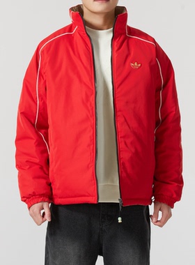 阿迪达斯三叶草秋冬立领保暖防风外套男女两面穿棉衣KA0821 0822