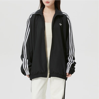 阿迪达斯女三条杠刺绣标梭织夹克