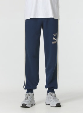 PUMA彪马冬季男复古拼色印花刺绣束脚休闲运动针织长裤 628095