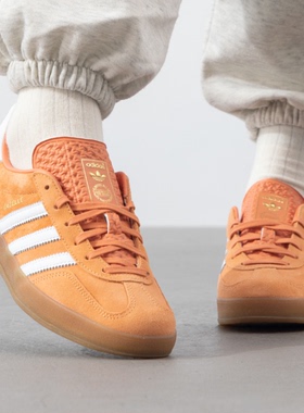 阿迪达斯三叶草女鞋GAZELLE复古德训鞋橙色运动板鞋T头鞋JI2586