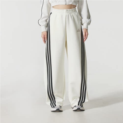 adidas斜纹三条杠宽松运动香蕉裤