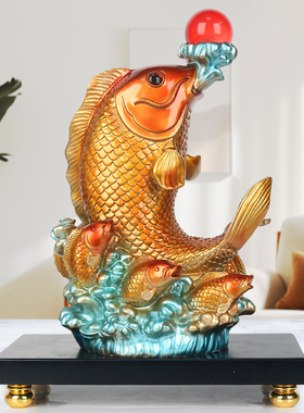 蒸蒸日上锦鲤鱼摆件工艺品办公室桌装饰公司开业送礼乔迁礼物高档